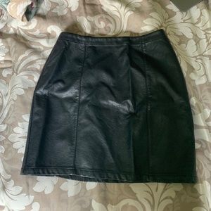 Black Faux Leather Going Out Mini Skirt